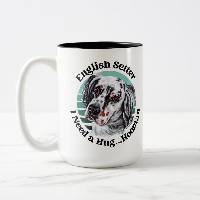 Caneca De Café Em Dois Tons Inglês Setter, citação engraçada, Mug Café de Dois (Esquerda)