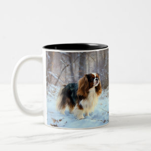 Caneca De Café Em Dois Tons Inglês Toy Spaniel Deixe-o nevar Natal