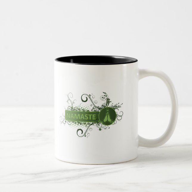 Caneca De Café Em Dois Tons Inglês verde de Namaste (Direita)