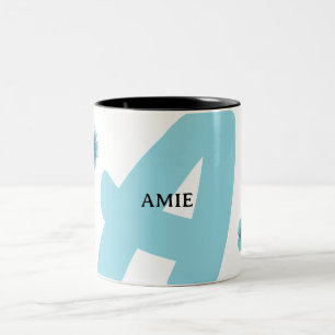 Caneca De Café Em Dois Tons Iniciais monogramas personalizados, nome, imagem