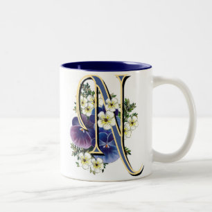 Caneca De Café Em Dois Tons Inicial do amor perfeito - N