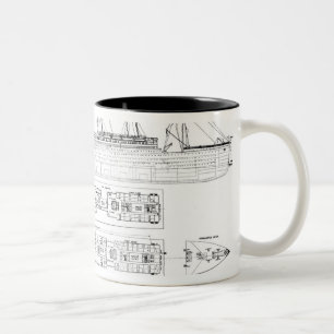Caneca De Café Em Dois Tons Inquérito na perda do titânico: Sectio transversal