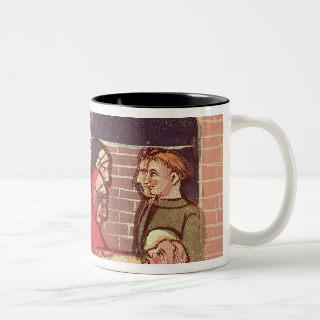 Caneca De Café Em Dois Tons Inquietação com um homem ferido em um castelo (Direita)
