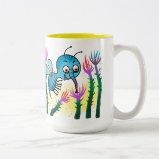 Caneca De Café Em Dois Tons Insect and flowers