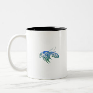 Caneca De Café Em Dois Tons Insetar abelha azul