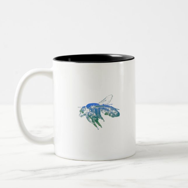 Caneca De Café Em Dois Tons Insetar abelha azul (Esquerda)