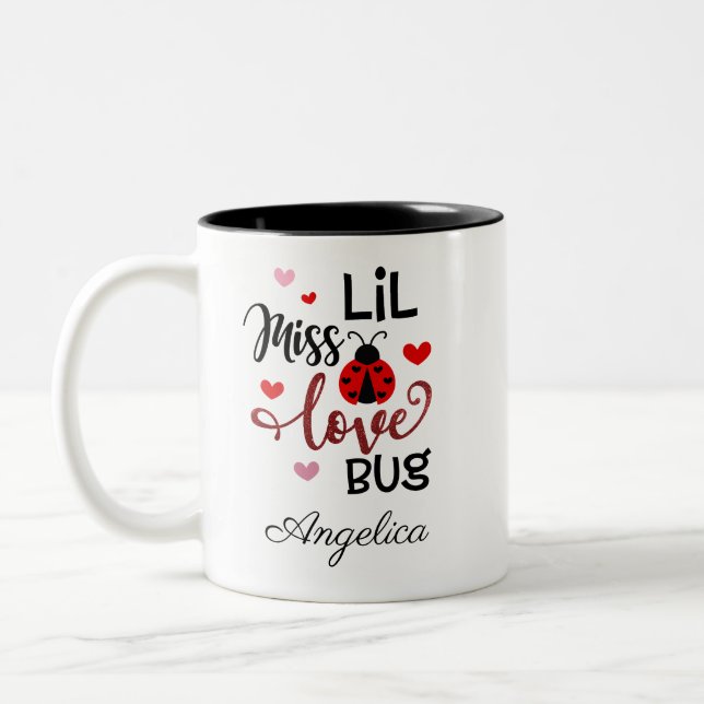 Caneca De Café Em Dois Tons Inseto Personalizado Lil Miss Love (Esquerda)