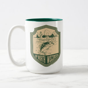 Caneca De Café Em Dois Tons Insígnia de Pesca do Norte de Wisconsin