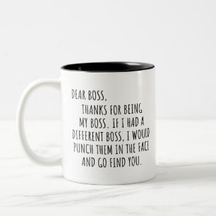 Caneca De Café Em Dois Tons Inspiração Caro Chefe Obrigados por ser minha dive