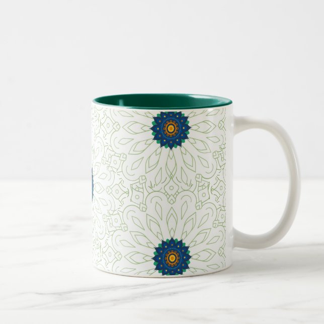 Caneca De Café Em Dois Tons inspiração do pavão (Direita)
