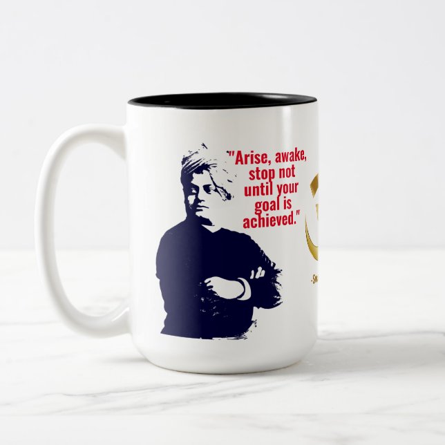 Caneca De Café Em Dois Tons Inspiração espiritual Swami Vivekananda Yoga (Esquerda)