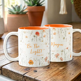 Caneca De Café Em Dois Tons Inspirational Be The Light Wildflowers Faith