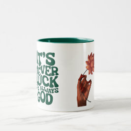 Caneca De Café Em Dois Tons Inspirational "It's Never Luck It's Always God" Ch