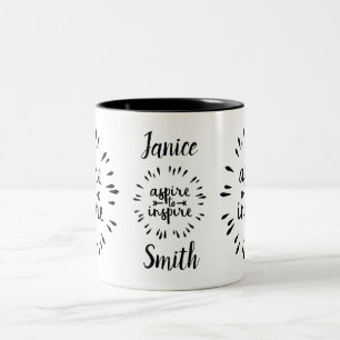 Caneca De Café Em Dois Tons Inspire Para Aspirar Mug Personalizado
