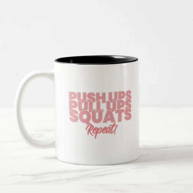 Caneca De Café Em Dois Tons Instruções de Gym Rosa (Esquerda)