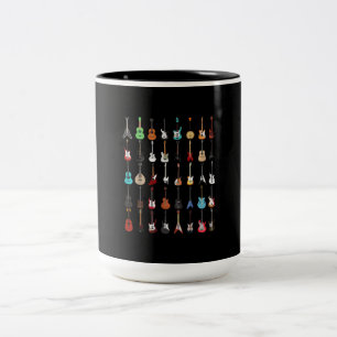 Caneca De Café Em Dois Tons Instrumento Musical de Violão Rock and Roll