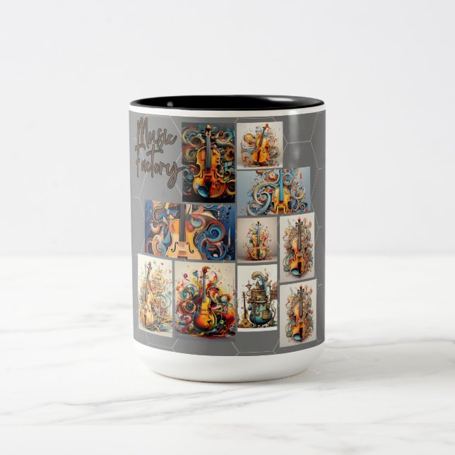 Caneca De Café Em Dois Tons Instrumentos musicais de fábrica de música (Centro)