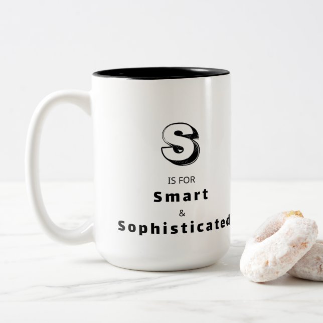 Caneca De Café Em Dois Tons Inteligente e Sofisticado S - Luxo Personalizado (Com Donut)