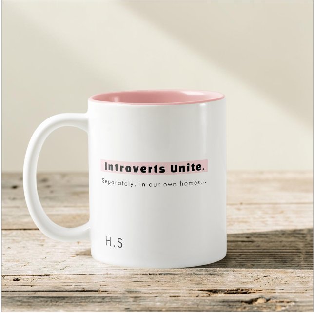 Caneca De Café Em Dois Tons Introvertidos se Unem Separadamente em Nossas Próp (Criador carregado)