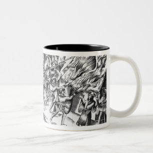 Caneca De Café Em Dois Tons Invasão irlandesa do gado em uma plantação ingl