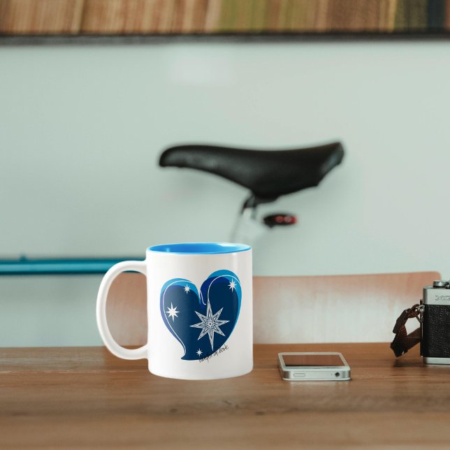 Caneca De Café Em Dois Tons inverno no amor-assinatura-azul (Winter is always full of love!)