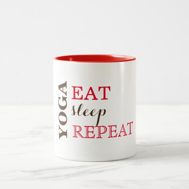 Caneca De Café Em Dois Tons Ioga, Comer, Dormir, Repetir (Centro)
