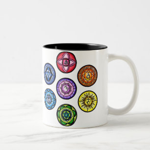 Caneca De Café Em Dois Tons Ioga - energia de 7 Chakras