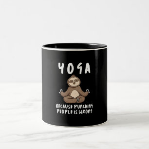 Caneca De Café Em Dois Tons Ioga Porque Socar as Pessoas é Errado Ioga Preguiç