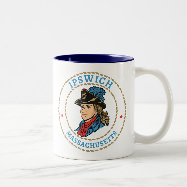 Caneca De Café Em Dois Tons Ipswich Massachusetts Colonial (Direita)