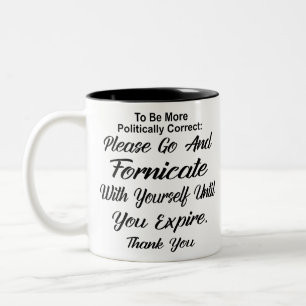 Caneca De Café Em Dois Tons Ir E Fornicar Contigo Mesmo Até Expirar #