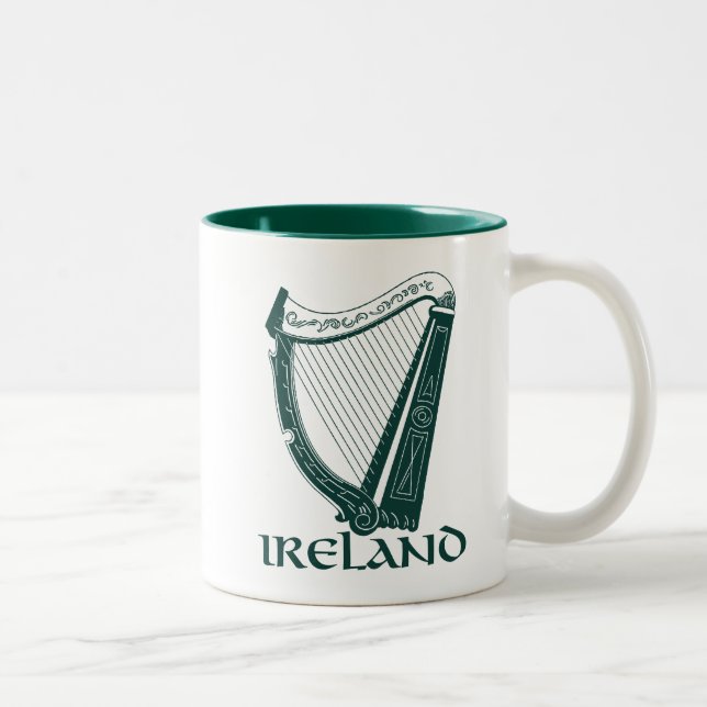 Caneca De Café Em Dois Tons Ireland Harp Design, Irish Harp (Direita)