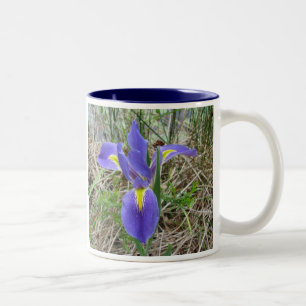Caneca De Café Em Dois Tons Íris azul grande de Louisiana