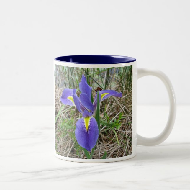 Caneca De Café Em Dois Tons Íris azul grande de Louisiana (Direita)