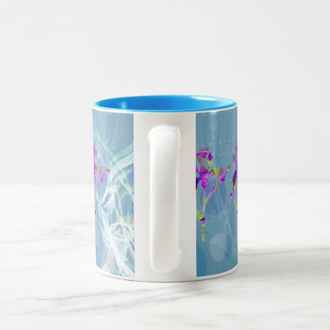 Caneca De Café Em Dois Tons Íris (Blue Fractual) ~ Café Floral Mug (Alça)