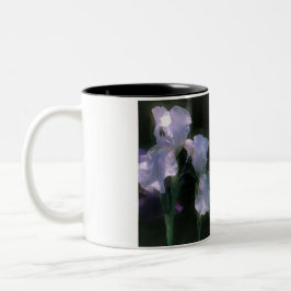 Caneca De Café Em Dois Tons Íris Brancas Iluminadas pelo Luar em Flor