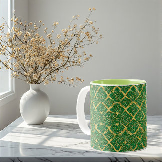Caneca De Café Em Dois Tons Irish Gold  Abstract Eternal Knots Celtic Heritage