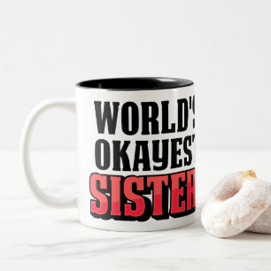 Caneca De Café Em Dois Tons Irmã do rosa da tipografia da irmã -3D do Okayes