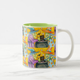 CANECA DE CAFÉ EM DOIS TONS IRMÃS DE BRUXAS, GATO NEGRO E TRASEIRO