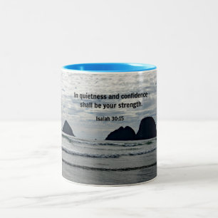 Caneca De Café Em Dois Tons Isaiah 30:15 Em silêncio e confiança