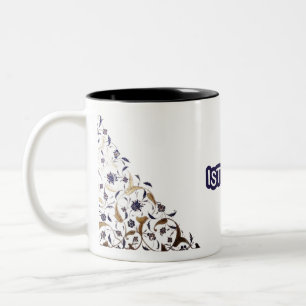 Caneca De Café Em Dois Tons Istambul Turkiye Blue e Souvenir Ouro