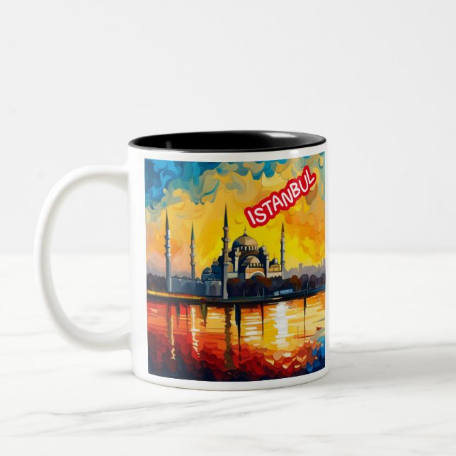 Caneca De Café Em Dois Tons Istambul Turquia Souvenir (Esquerda)