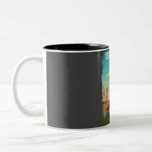 Caneca De Café Em Dois Tons Istambul Turquia Vintage Retro Blue Mosque Viagem 
