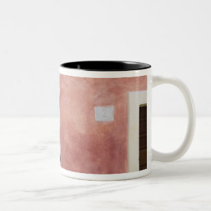 Caneca De Café Em Dois Tons Itália, Asciano, Caixas de Janela com Primavera Fr