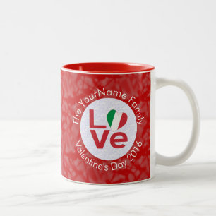 Caneca De Café Em Dois Tons Itália Red LOVE Flag Personalizado