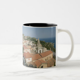 Caneca De Café Em Dois Tons ITÁLIA, Sicília, TAORMINA: Vista para a Piazza IX