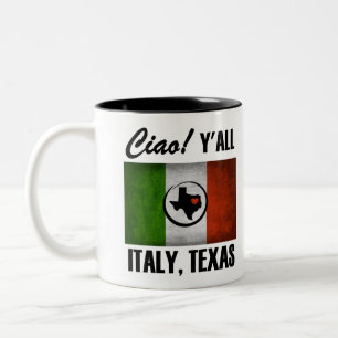 Caneca De Café Em Dois Tons Itália, Texas Ciao! Yall Tricolore Bandeira Italia