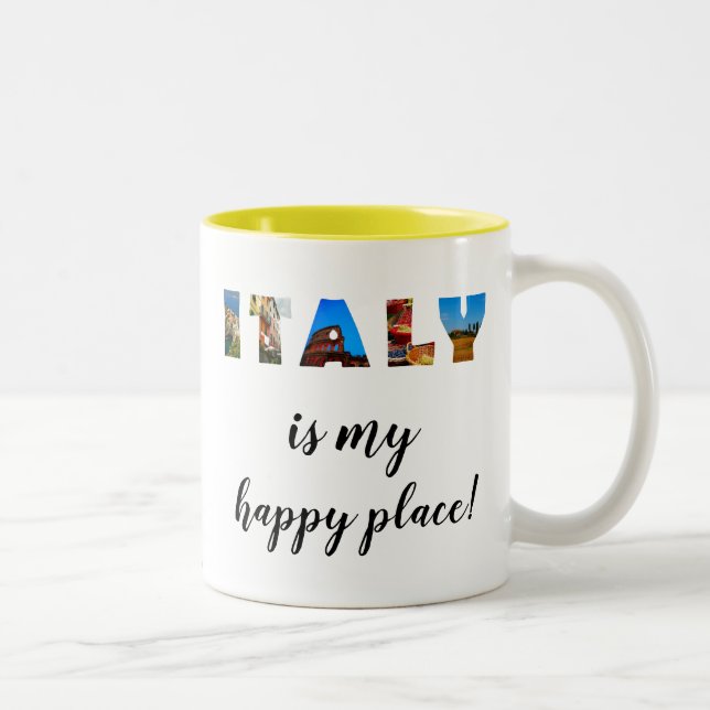 Caneca De Café Em Dois Tons Itália Vineyard Viagem Happy Place (Direita)