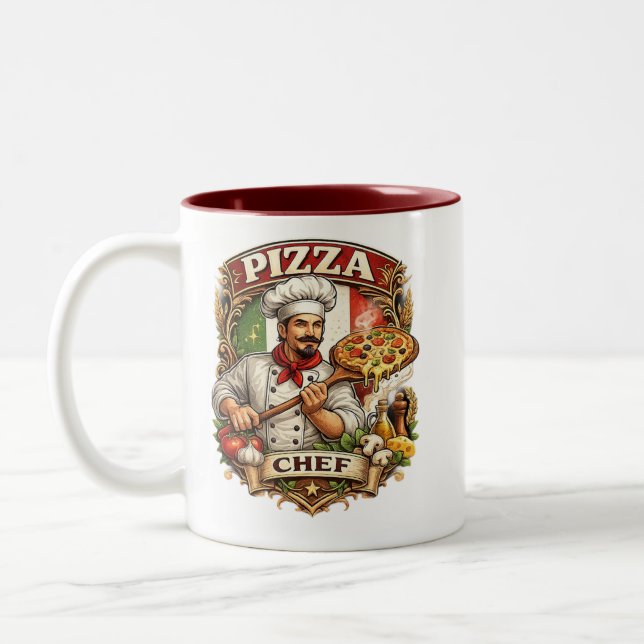 Caneca De Café Em Dois Tons Italian Pizza Chef Mug – Funny Pizza Lover Coffee  (Esquerda)