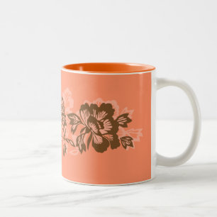 Caneca De Café Em Dois Tons Iwalani Vintage Havaiian Papaya Banda Floral