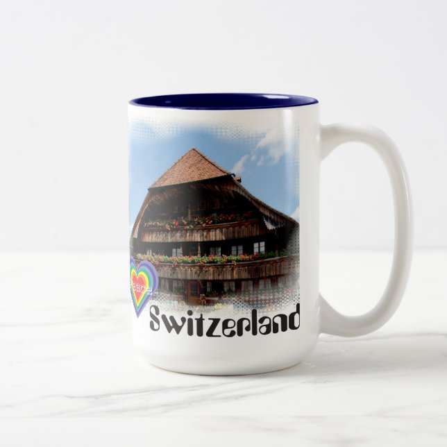 Caneca De Café Em Dois Tons J Switzerland love taça (Direita)